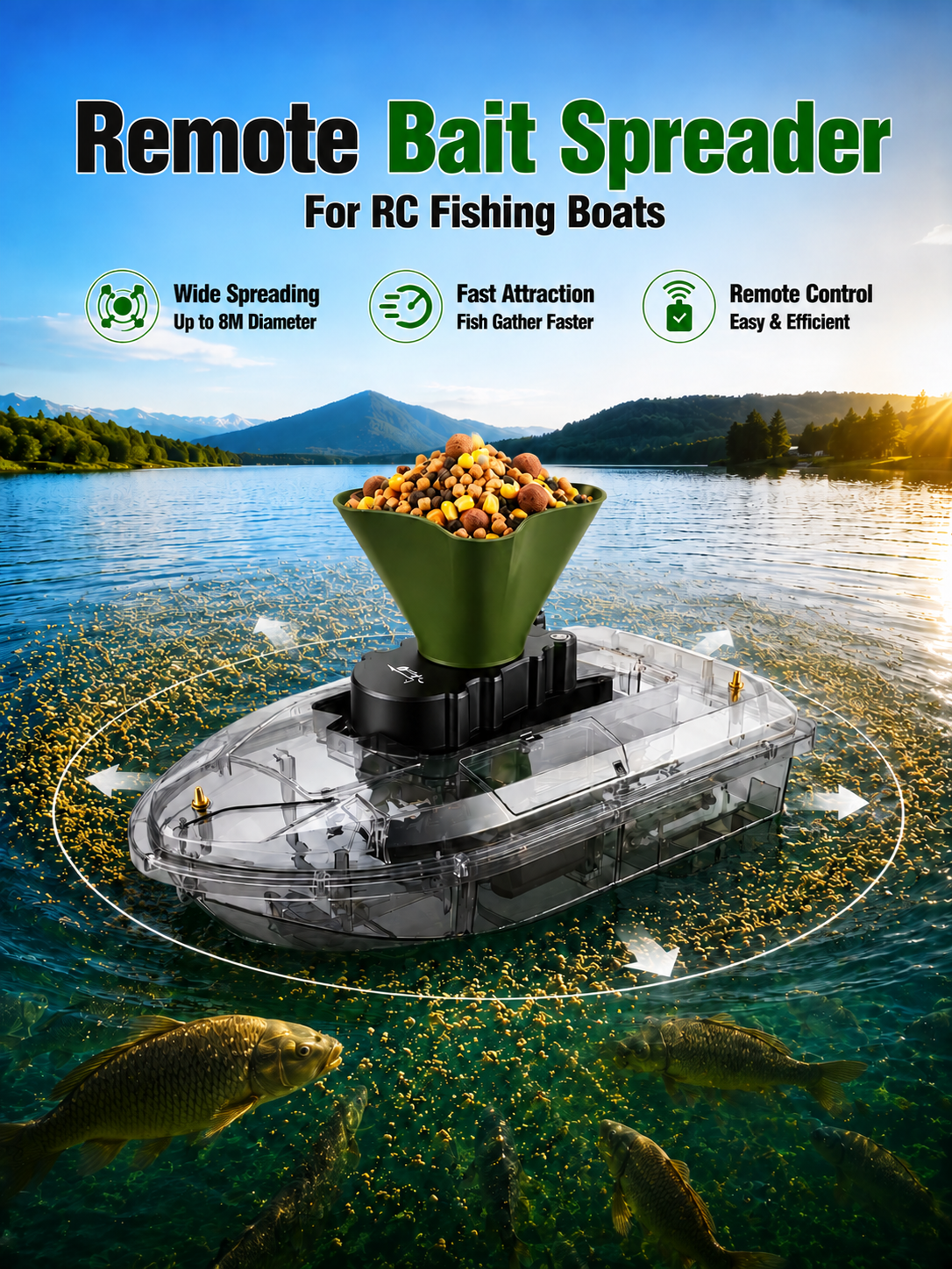 Fishing Boat Anchor Winch - 360° Rotating Bait Dispenser & Bait
