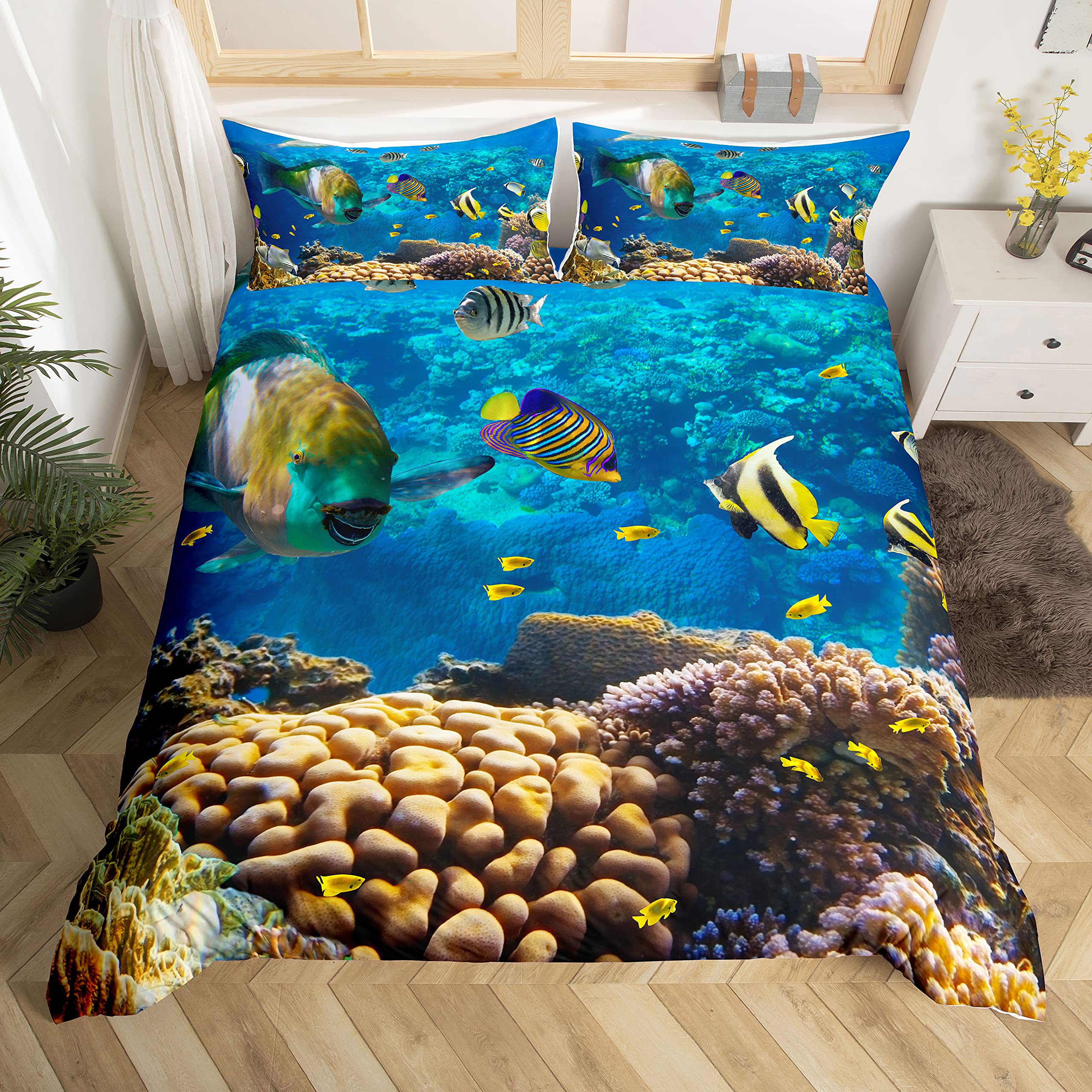 Fish Duvet Cover Set Ocean Bed - огляд і ціна Fishing Boat Cover