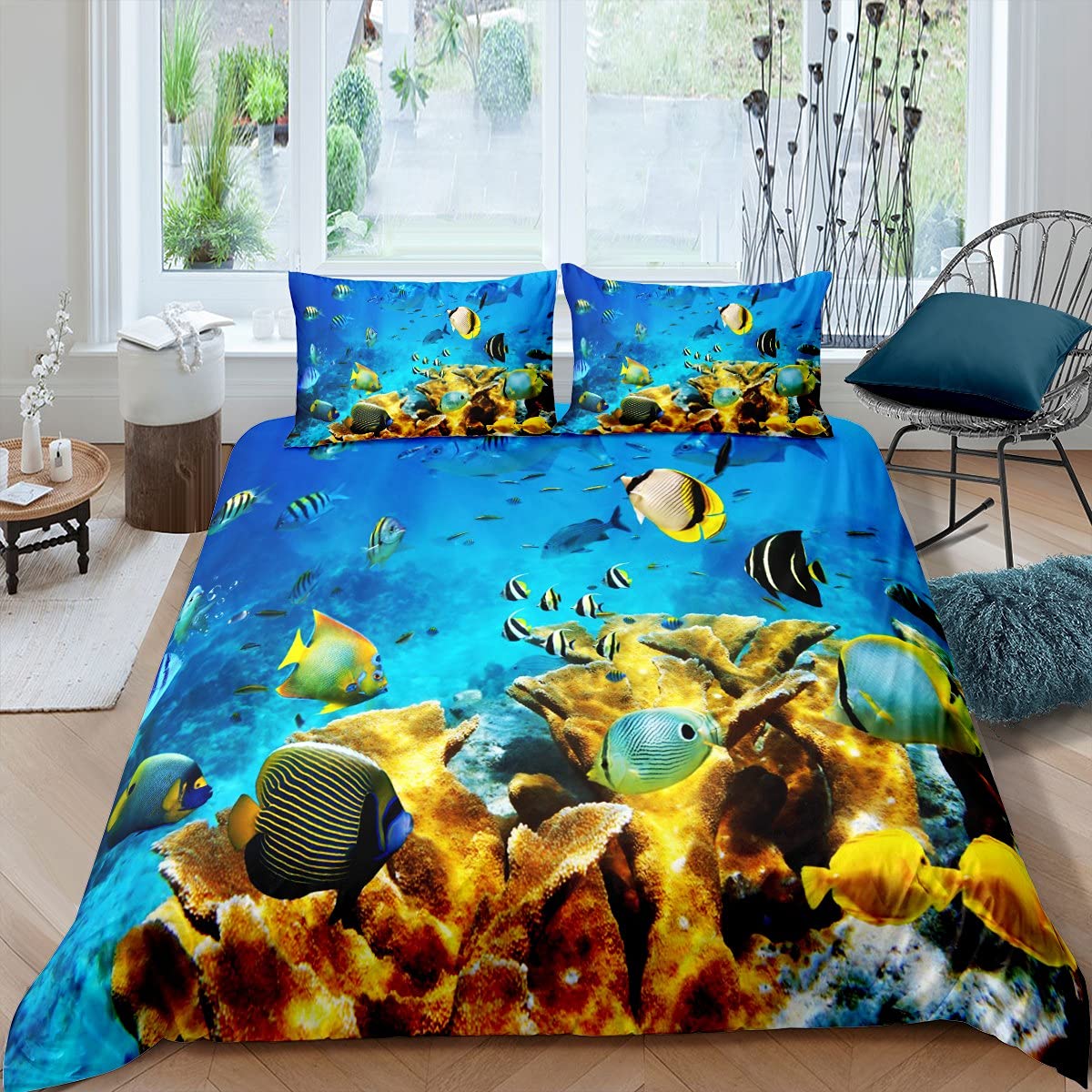 Fish Duvet Cover Set Ocean Bed - огляд і ціна Fishing Boat Cover